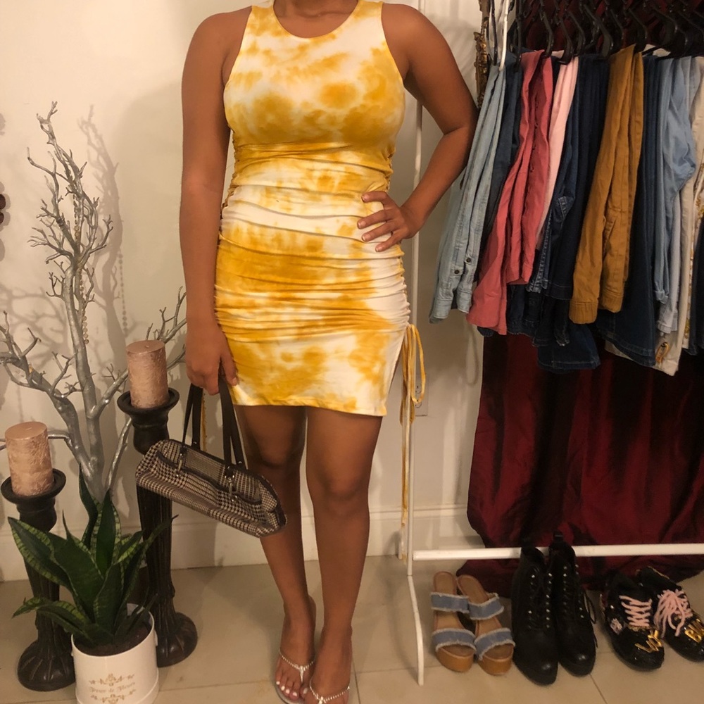 Tied Dyed Sexy Dress | Yellow Dress | Mini Dress